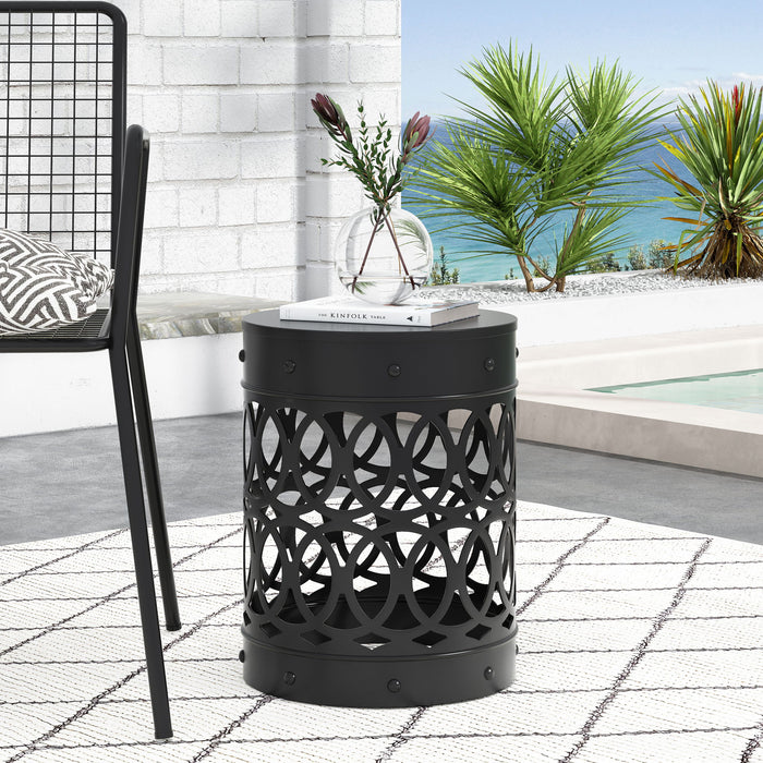 Outdoor Metal Large End Table, Modern Design