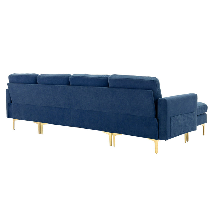 Modern L - Shape Convertible Sectional Sofa With Movable Ottoman