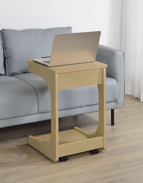 Ralston C-Shaped Lift-Top Sofa Side Table With Casters Light Oak