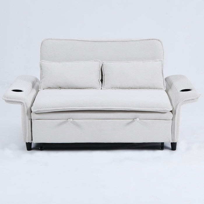 Modern Fabric Multi-Functional Sofa Bed With Adjustable Armrests And Backrests