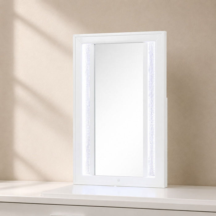 Abigale - Nightstand With Mirror Top, LED Lighting (Includes Mirror And Nightstand) - White