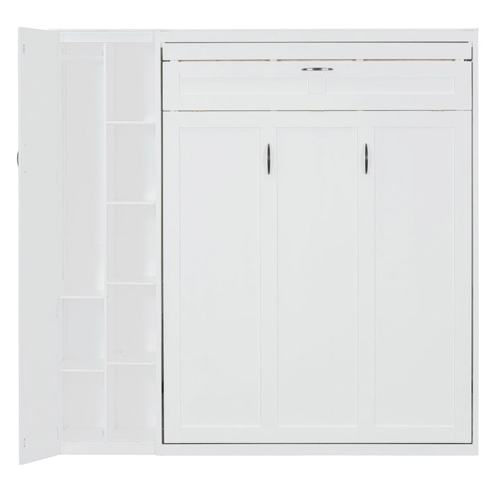 Murphy Wall Bed With Shelves, Wardrobe And LED Lights