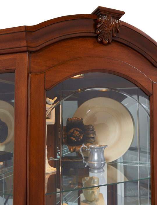 PFC Curios - Mirrored Corner Curio Cabinet - Warm Cherry Brown