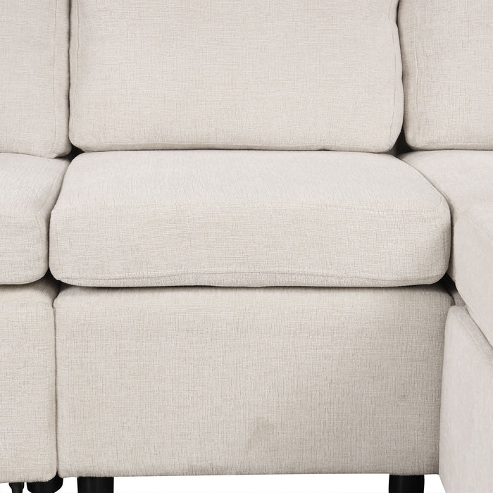 2 Seater Loveseat Sofa With Pull Out Bed, USB Charging, Dual Cup Holders - Beige