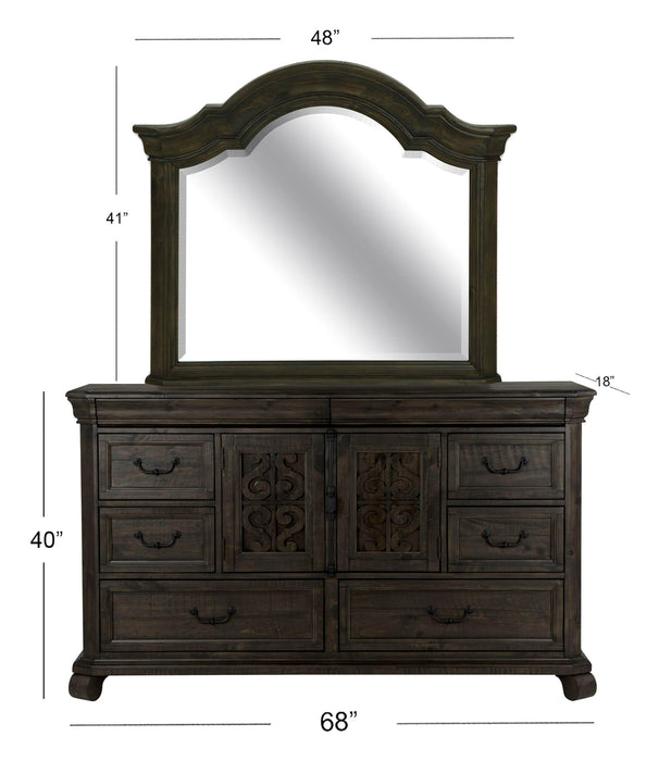 Bellamy - Drawer Dresser With Shaped Mirror - Peppercorn