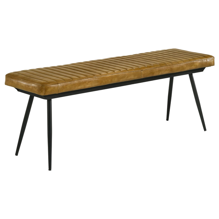Tufted Cushion Side Bench With Tapered Legs
