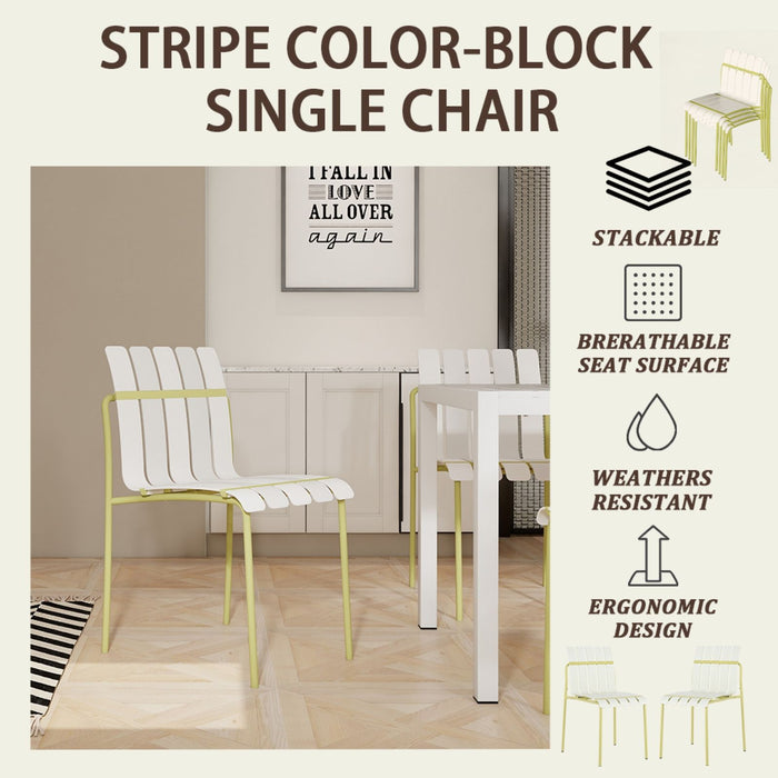 4 Piece Set Of Modern Color Block Designed Single Chairs With Folding Square Table