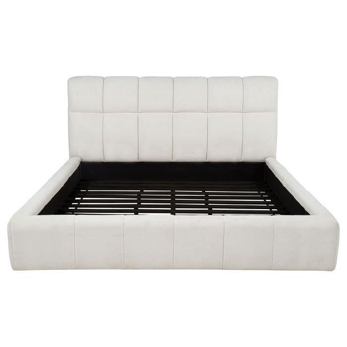 Nollet 48-inch Upholstered Eastern King Platform Bed Cream