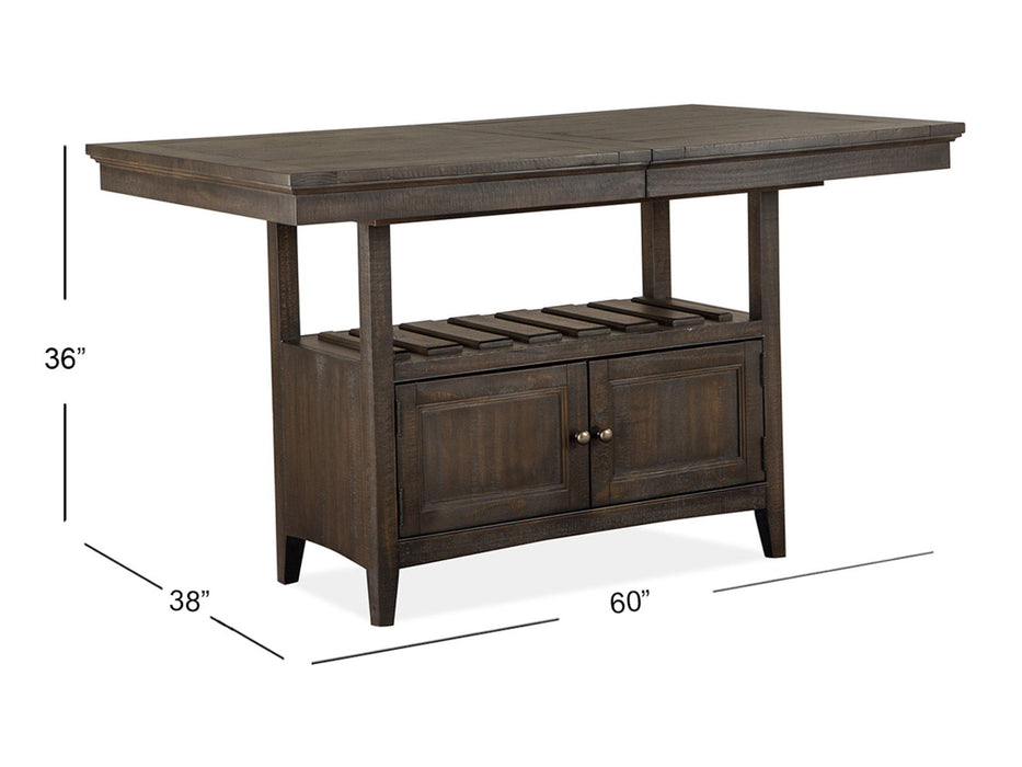 Westley Falls - Extendable Counter Height Dining Table With 4 Counter Chairs - Graphite / Beige