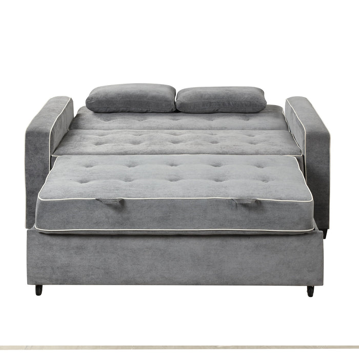 Upholstered Sleeper Bed Sofa With Dual USB Charging, Adjustable Backrest