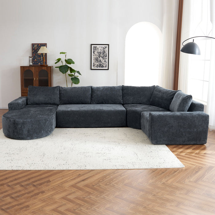 U-Shaped Oversized Modular Cloud Sectional Sofa With Deep Seat For Living Room
