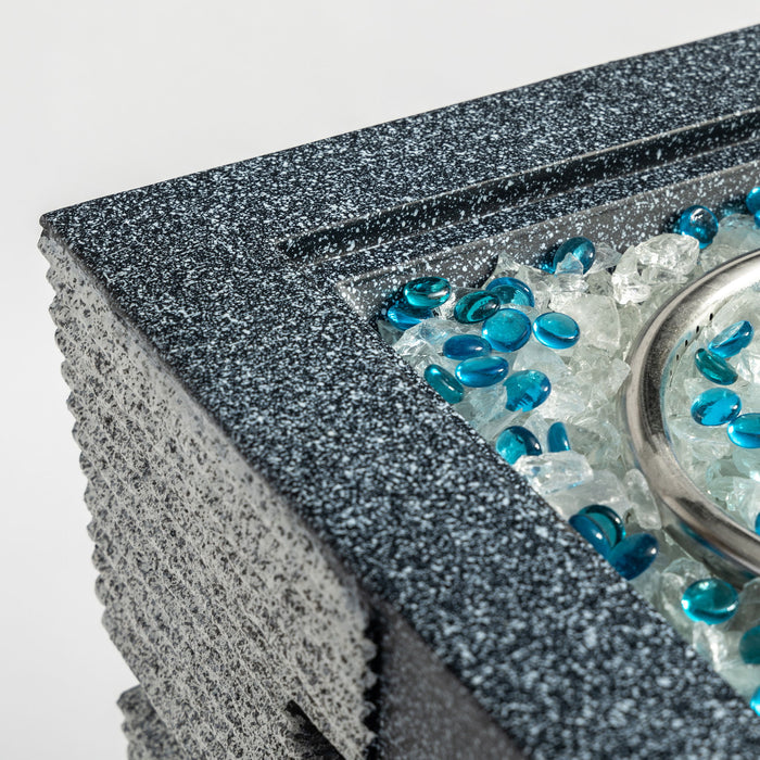 20" Propane Gas Fire Pit Table, 50000 Btu Square Concrete Fire Pit For Outside Patio Deck Garden Backyard - Light Gray Blue