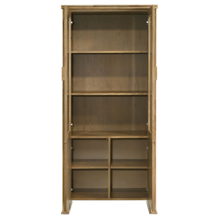 Adina 77-inch Tall Display Cabinet Distressed Light Brown