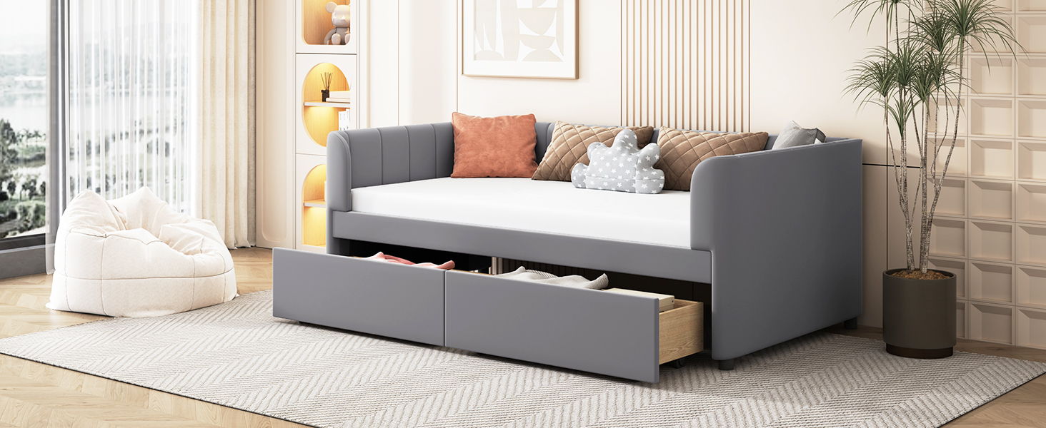 Upholstered Daybed With Ergonomic Design Backrest