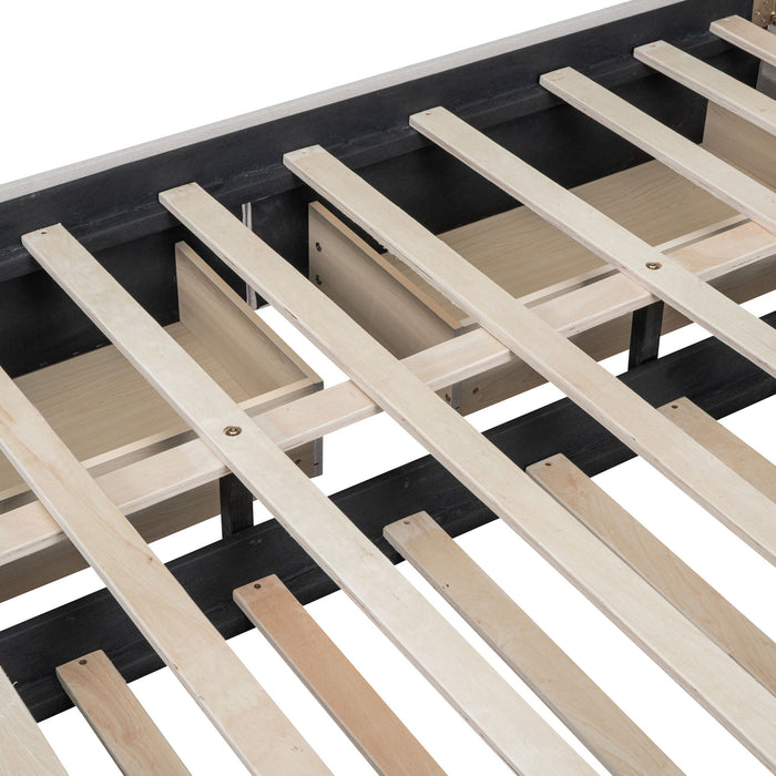 Upholstered Platform Bed With Drawers, Classic Headboard Design