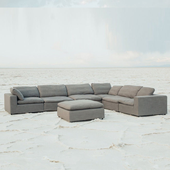 Modern 17" Petite Size Ottoman, Premium Fabric Upholstered Living Room Cube Ottoman With Plush Seat Cushion, Gray