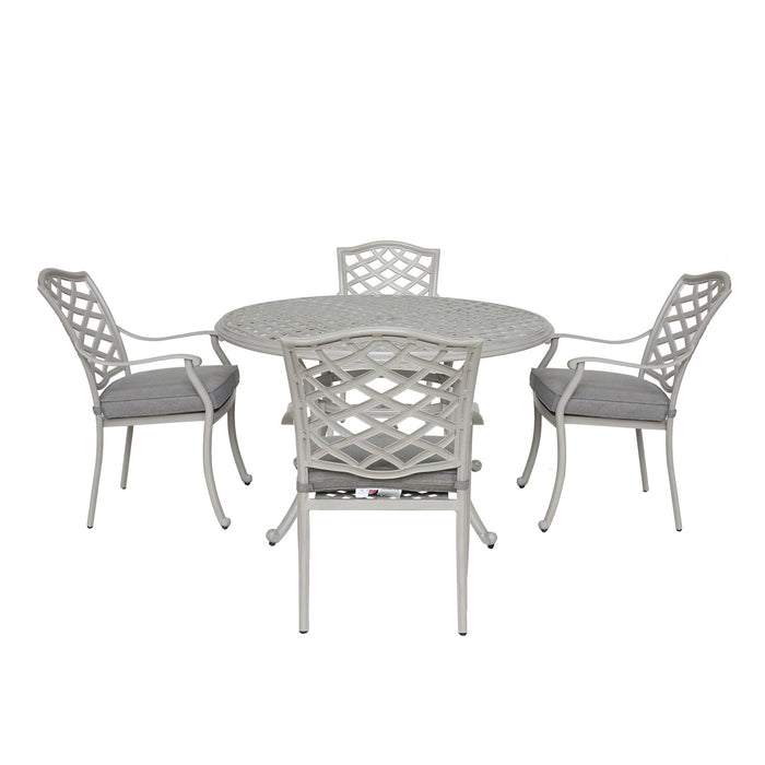 Stylish Outdoor Aluminum 5 Piece Round Dining Set - Basalt