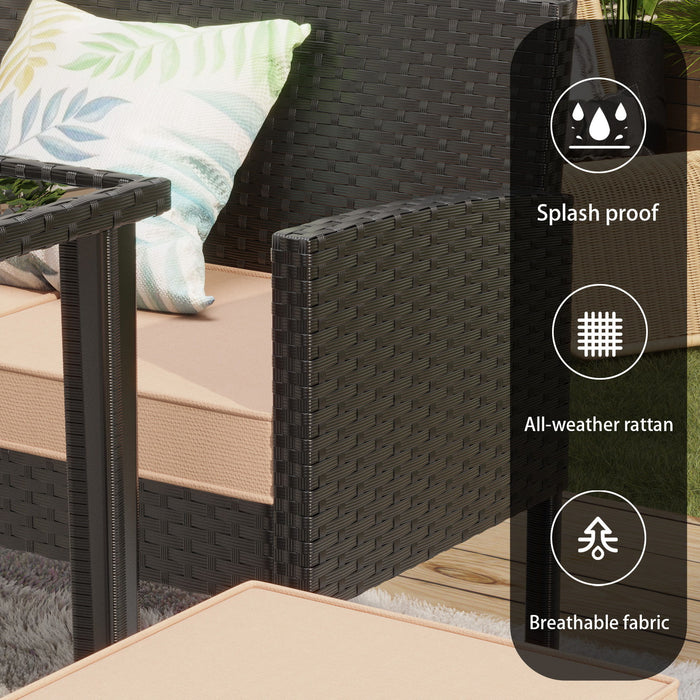 7 Piece Outdoor Furniture Set Waterproof Cushions Glass Table