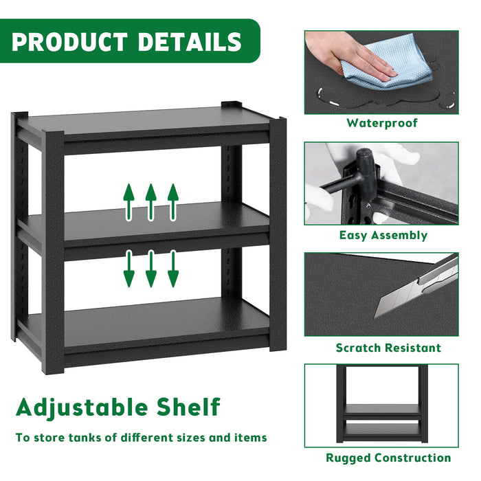 Stylish Metal Aquarium Stand For 20 - 30 Gallon Tanks, 3 Tier Adjustable Shelf