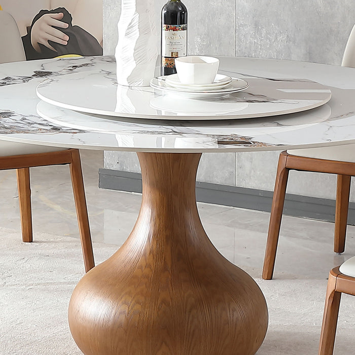 Round Modern Marble Dining Table With Chairs