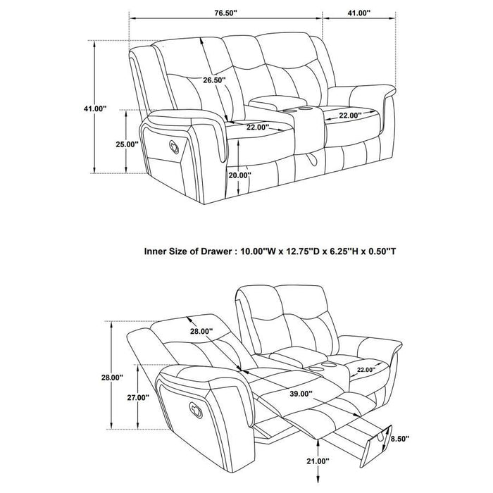 Conrad - Upholstered Padded Arm Motion Sofa Set