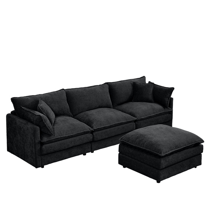 Contemporary Modular Sectional Sofa Set With Movable Ottoman