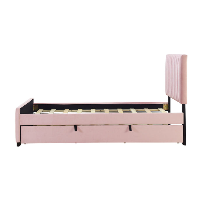 Upholstered Design Platform Bed With Trundle