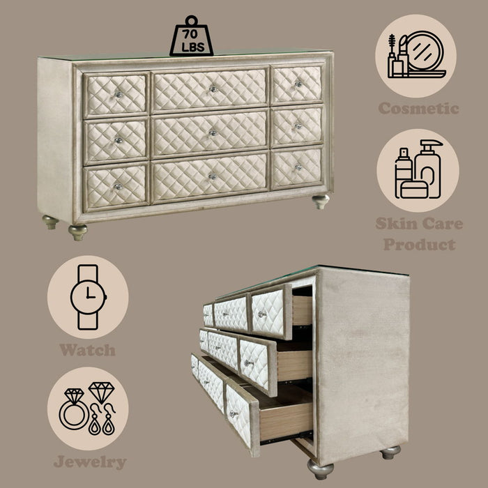 white christmas dresses Giselle 8-drawer Bedroom Dresser with LED Rustic Beige – ATL FURNITURE main image 1