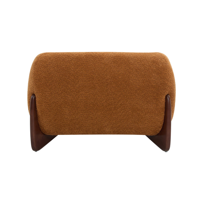 Modern Upholstered Boucle Arm Chair With Tuxedo Design And Triangular Legs