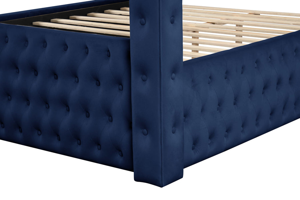 Monica Luxurious Four - Poster Queen Bed Made With Wood In Navy