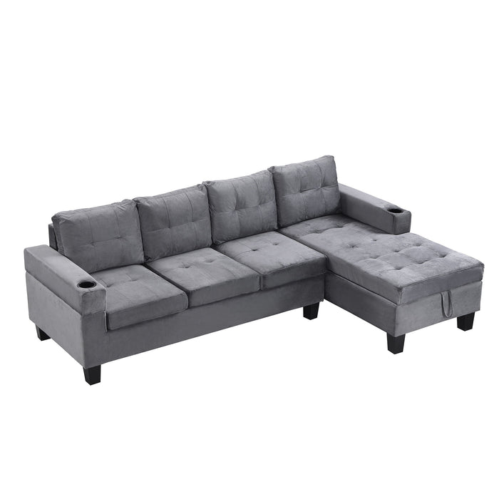 Modern Sectional Sofa Set With L Shape Chaise Lounge And Storage