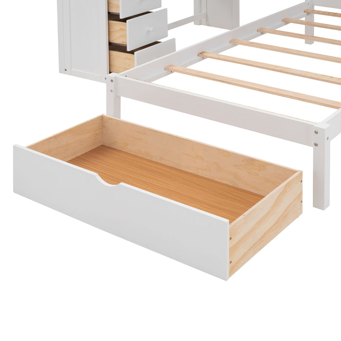 Bunk Bed With Desk, Drawers And Shelves
