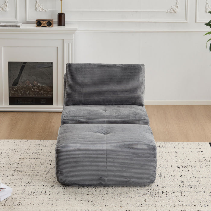 Single Chaise Longue With Movable Ottoman For Living Room