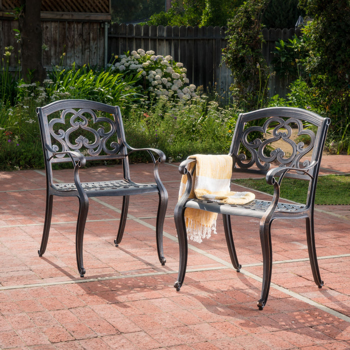 Cast Aluminum Dining Chair With Hand Crafted Details - Copper