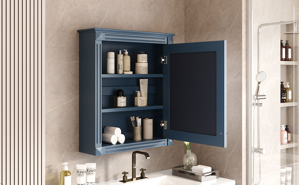 Wall Mounted Bathroom Storage Cabinet With Mirror, Medicine Cabinet With Height Adjustable Shelf