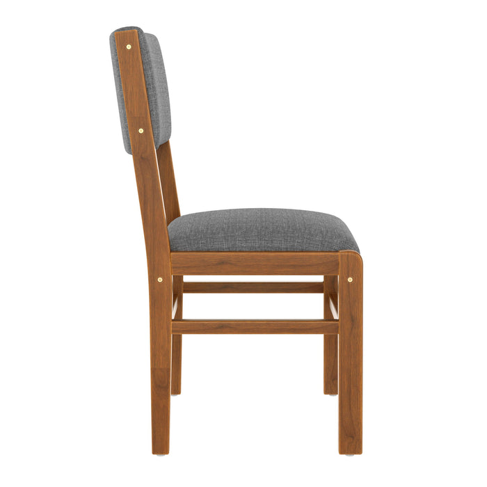 5 Pieces Rectangle Wooden Dining Table Set, Mid Century Modern Kitchen Table And 4 Upholstered Chairs For Home, Saving Space - Brown / Gray