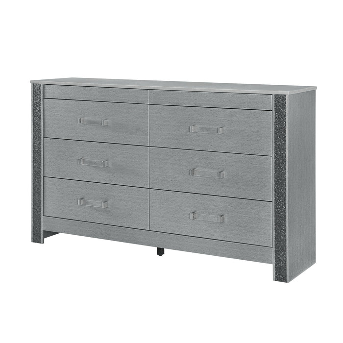 Lorenzo - Dresser With Hidden Jewelry Compartment And Bar Handles In - Silver