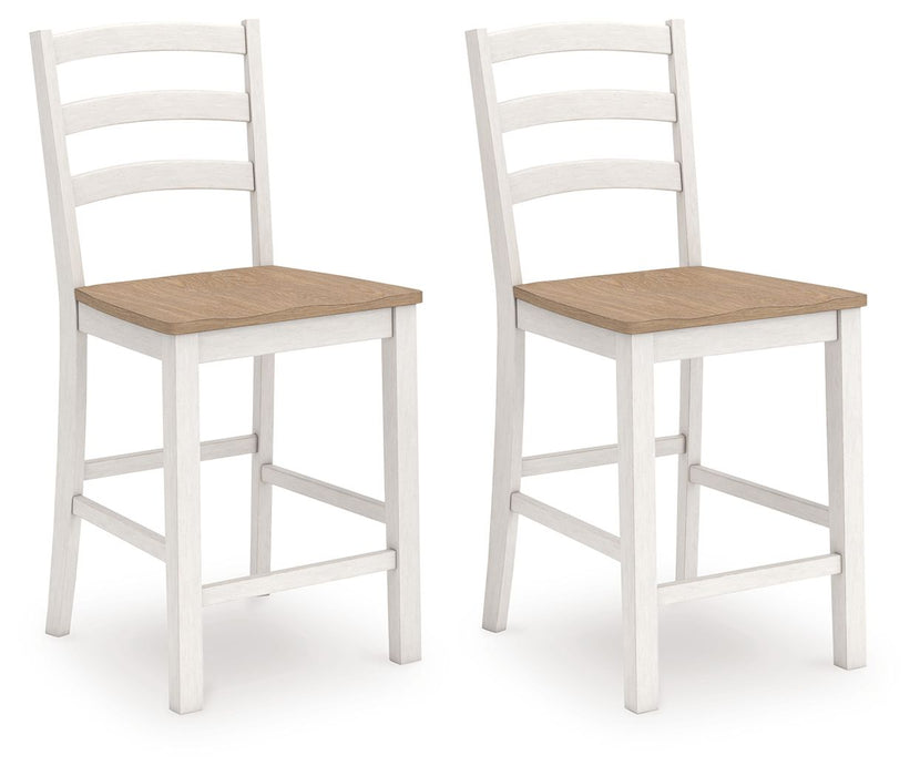Purlaney - Barstool (Set of 2) - Antique White / Natural