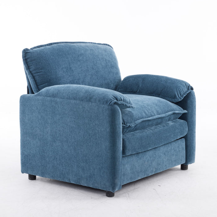 Oversized Reading Armchair With Thick Cushions, High Back Support