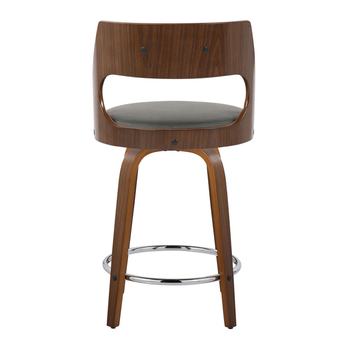 Cecina - Mid-Century Modern Fixed Height Counter Stool With Swivel And Round Footrest (Set of 2)