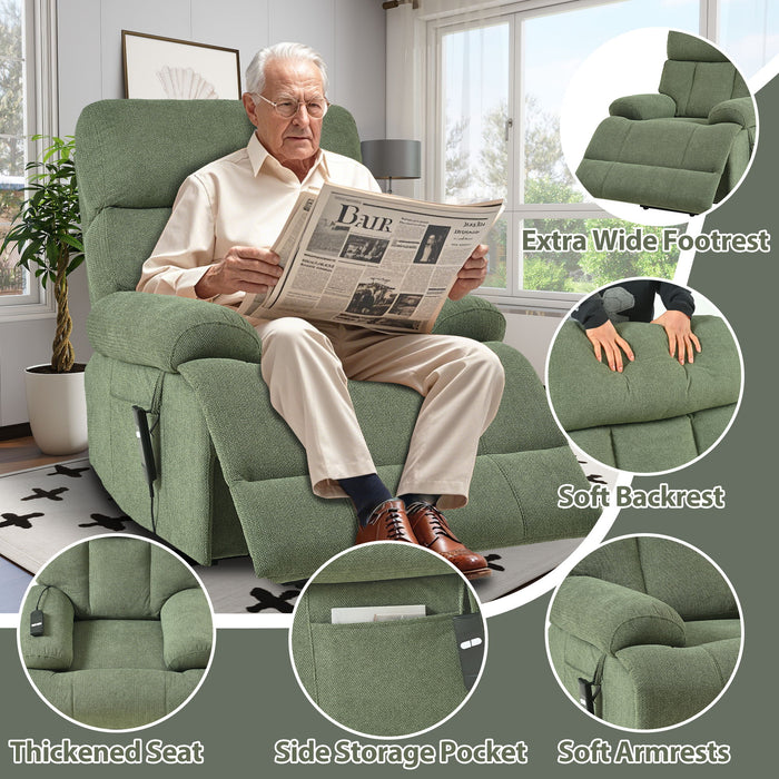 Oversized Power Lift Recliner Chai With Remote Control, Side Pocket, Spacious Seat