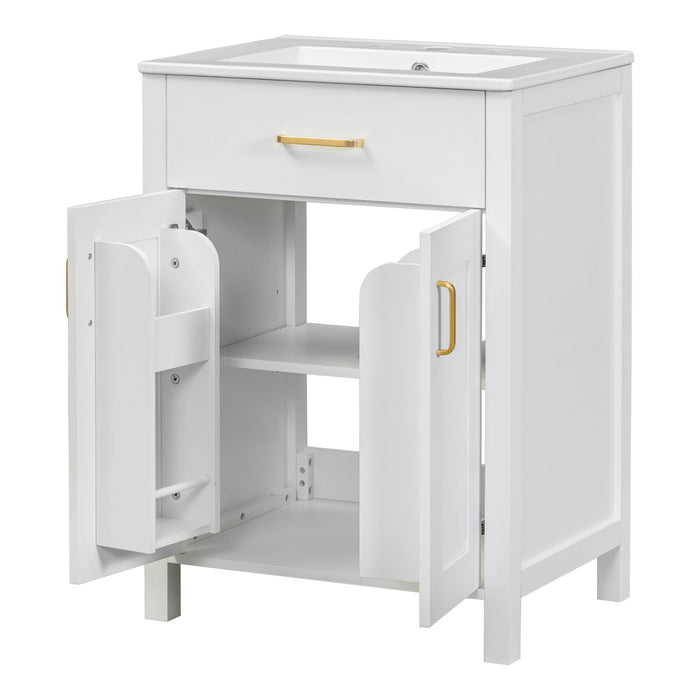 Bathroom Vanity Combo With Ceramic Sink, Luxurious Space-Saving Vanity, 2 Soft Close Doors