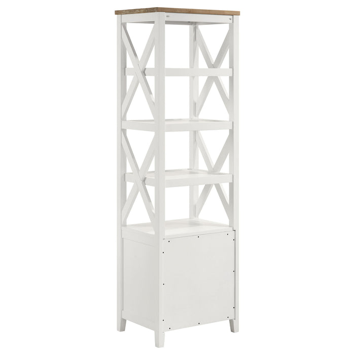 Hollis 4-shelf Wood Media Tower with Drawers Brown and White