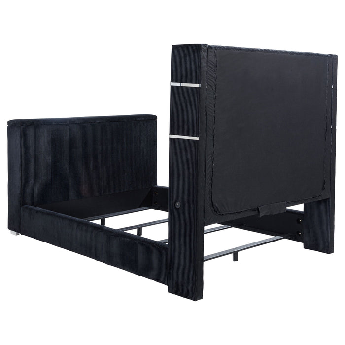 Tisdall Queen Flame Visualizer Wingback TV Bed Black