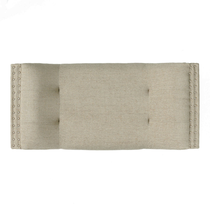 Hariata - Contemporary Fabric Tufted Ottoman Bench - Beige