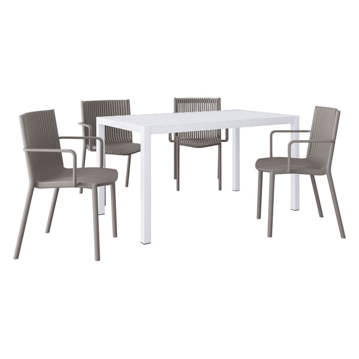 4 Modern Stackable Armchair Matched With Long Table