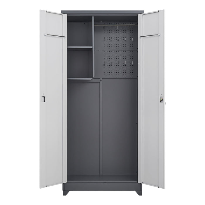 Outdoor Cabinet, Large Capacity Storage Vertical Tall Design With Shelves And Secure Lock