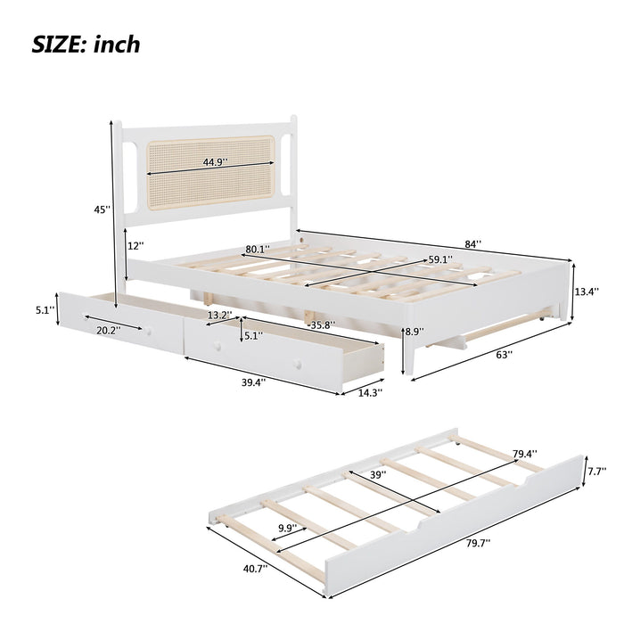 Platform Bed With 2 Big Drawers & Trundle