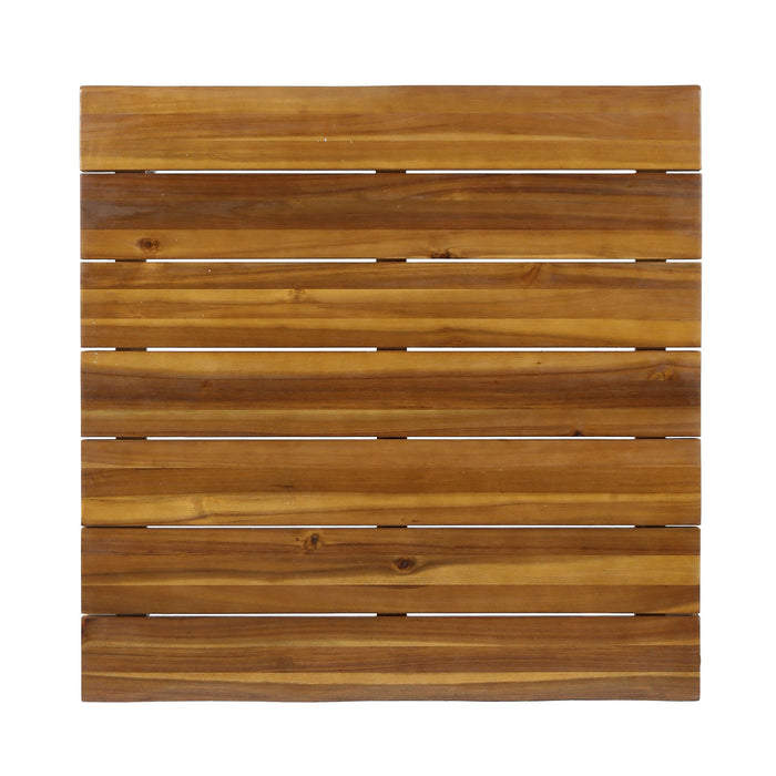 Outdoor Coffee Table With Slat Top And Metal Legs - Teak