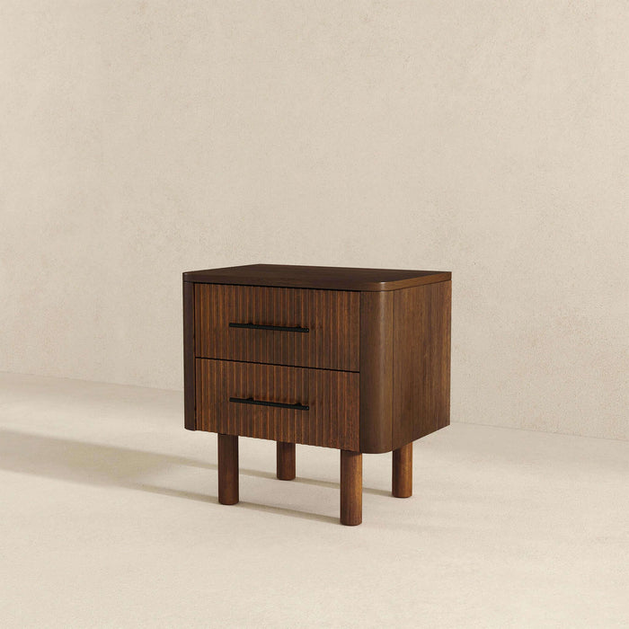 Logan - Mid-Century Modern Nightsd Bed Side Tables With 2 Drawers - Brown